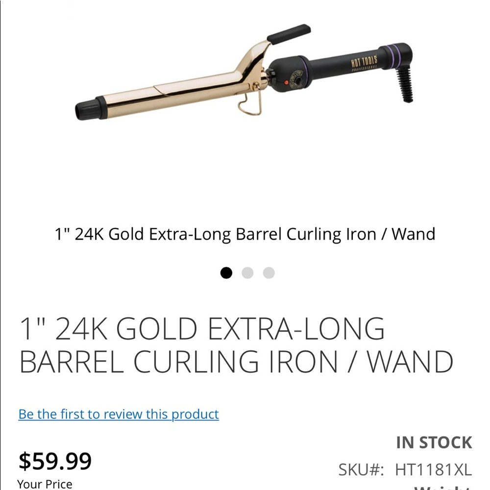 1inch 24k gold extra-long barrel curling iron